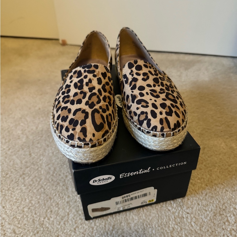 Dr. Scholl's Find Me Loafer Comfort slip on shoes leopard print espadrilles 8.5